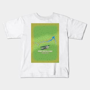 Fort Peck Lake Montana USA map Kids T-Shirt